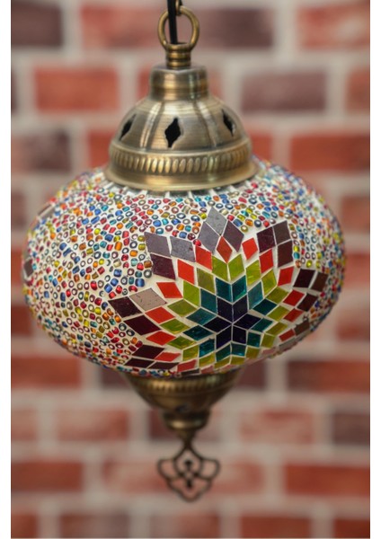 Renkli Mozaik Avize Ampul Dekoratif El Yapımı Hediye