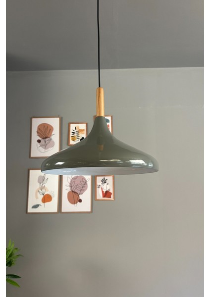 Antrasit Ahşap Avize, Tekli Sarkıt, Salon ve Mutfak Aydınlatması