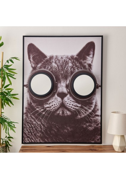 Deco Cat Aynalı Kanvas Tablo - Renkli - 75X100 cm
