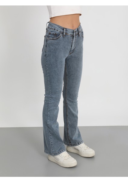 Buz Mavi Ispanyol Jeans Pantolon