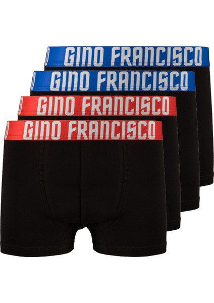 Pamuklu Esnek 4'lü Kutusuz Comfort Erkek Boxer - Red & Blue Collection