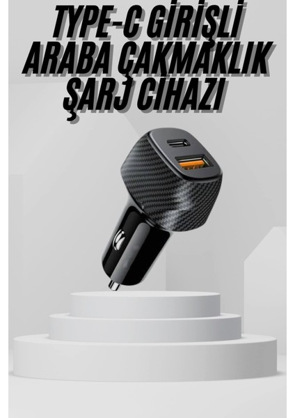 Araç Içi Şarj Cihazı 38W Güç Kapasiteli Type-C Girişli Araba Çakmaklık - TGR6498-9501