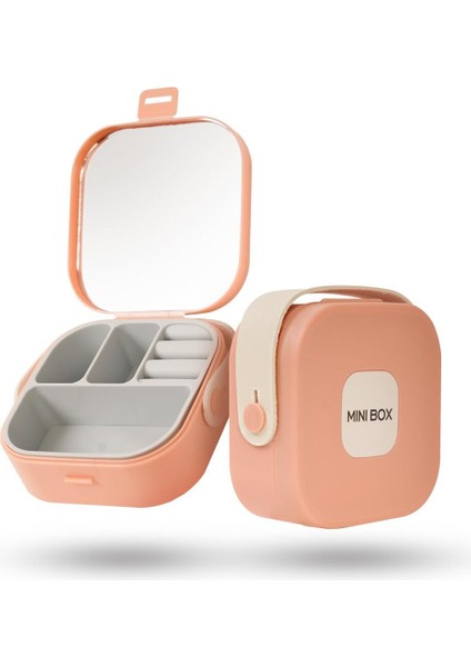 Mini Takı Kutusu, Ayna ve 4 Bölmeli Seyahat Saklama Organizer fiyatları