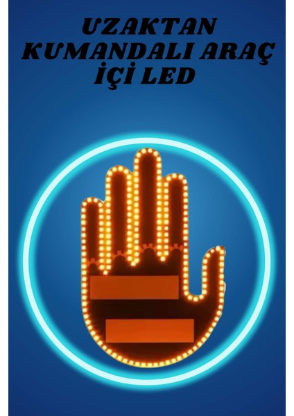 Pilli LED Işık Araç Camı Için Uzaktan Kumandalı El Simgesi - TGR1345-6388