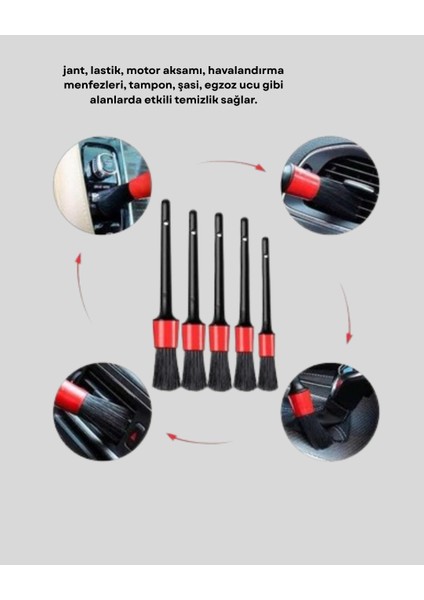 5’li Detay Temizlik Fırçası Seti Araç Iç Dış Jant Motor Çok Amaçlı - TGR3092-4841 indirimleri