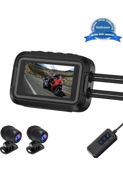 Motosiklet Kamerası Full Hd 1080P,150° Geniş Açı 3.0 Ekran Çift Ön–arka Kamera Wifi Destekl