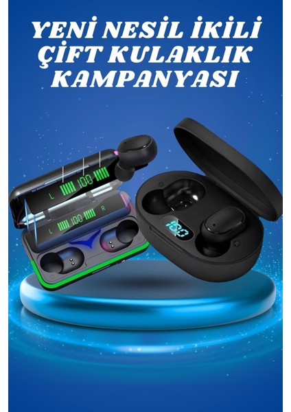 Ikili Bluetooth Kulaklık Dijital Göstergeli Uzun Pil Ömrü Yüksek Ses Kaliteli - TGR3519-7895