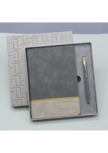Öğretmenler Gününe Özel Deri Defter Ve Kalem Set