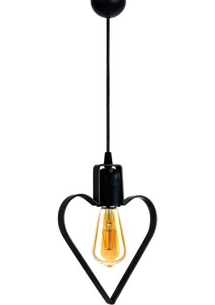 Siyah Metal Kalpli Sarkıt Avize, Rustik Tavan Lambası, Yatak Odası Dekoru