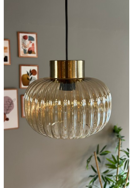 Bal Rengi Tekli Avize, Retro Sarkıt Lamba, Restoran ve Salon Aydınlatması