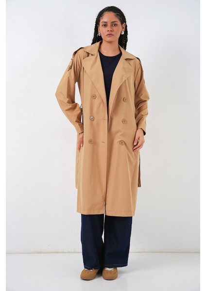 Kadın Bdart Uzun Kruvaze Yaka Trençkot Taba Doğal fiyatları
