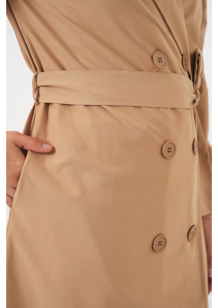 Kadın Bdart Uzun Kruvaze Yaka Trençkot Taba Doğal fırsatları