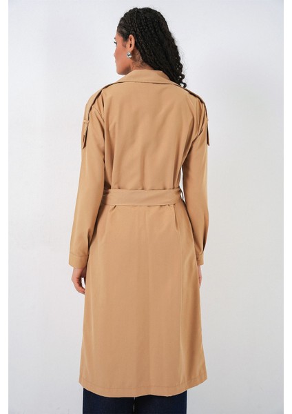 Kadın Bdart Uzun Kruvaze Yaka Trençkot Taba Doğal indirimleri