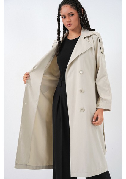 Kadın Bdart Uzun Kruvaze Yaka Trençkot Taş Doğal indirimleri
