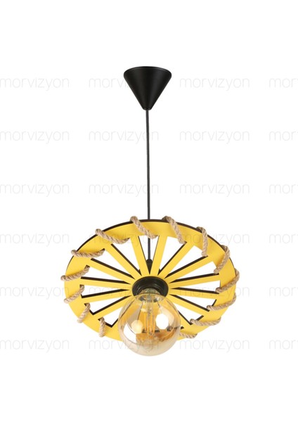 Rustik Ahşap Tekerlek Tasarımlı Modern Avize, Şık ve Dayanıklı Işıklandırma