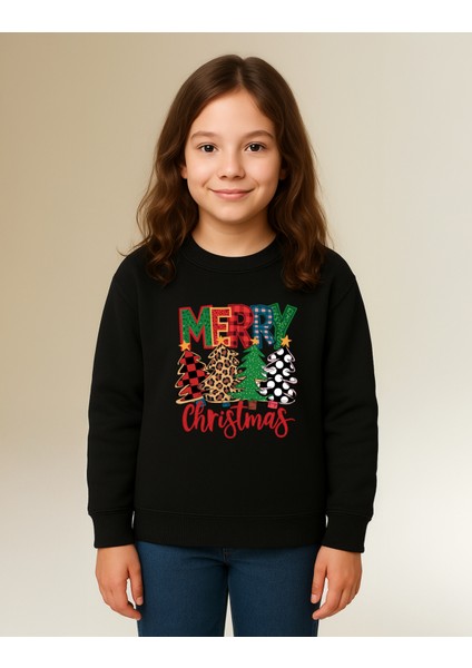 Merry Christmas Baskılı Yılbaşı Yeni Yıl Konsept 3 Iplik Bisiklet Yaka Unisex Sweatshirt (4-13 Yaş) fiyatları
