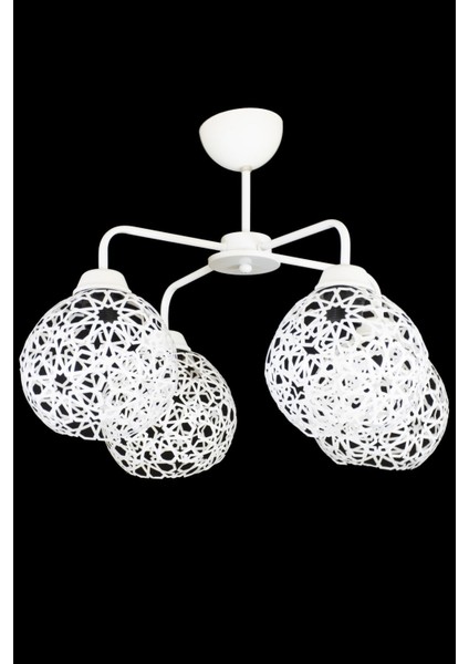 Modern Beyaz Dörtlü Selçuklu Model Plafonyer Avize