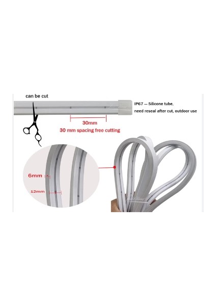 12 Volt 6X12 mm Esnek Neon LED Yeşil 5 Metre modelleri