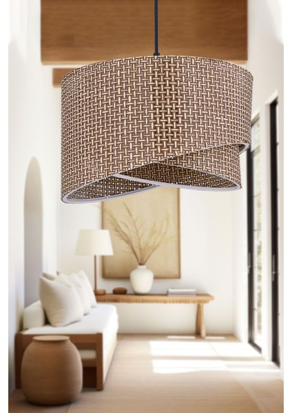 Elips 2 Katlı Kumaş Pasta Avize, Çok Amaçlı Modern Aydınlatma