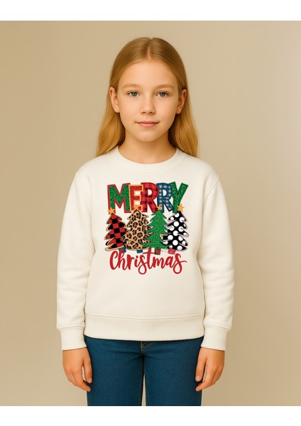 Merry Christmas Baskılı Yılbaşı Yeni Yıl Konsept 3 Iplik Bisiklet Yaka Unisex Sweatshirt (4-13 Yaş) fiyatları