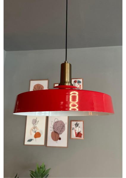 Kırmızı Eskitme Fener Başlık Avize, Retro Sarkıt, Ofis, Showroom, Salon, Mutfak Için