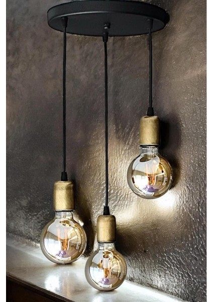 Rustik Modern 3'lü Sarkıt Duy, Eskitme Tasarım, Şık Aydınlatma Seti fiyatları