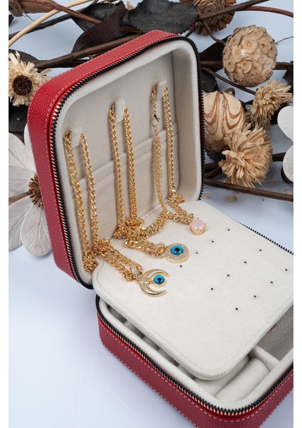 Kırmızı Orta Boy Takı ve Mücevher Kutusu, Ahşap ve Deri Detaylı fiyatları