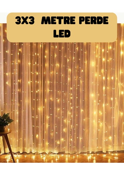 3x3 Metre Perde LED Işık Sıcak Şelale Tasarım Dekoratif Aydınlatma - TGR4146-5361