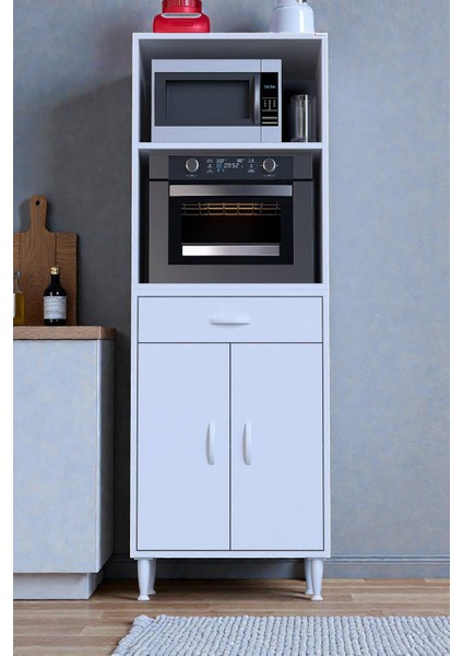 Serale 56 cm Derinlikte 2 Kapaklı Dolap Mutfak Fırın Dolabı 60X162,4X56 cm Modüler Beyaz Dolap