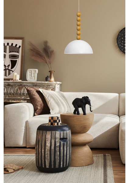 Beyaz Ahşap Boncuklu Sarkıt Avize, Modern Salon ve Mutfak Dekorasyonu fiyatları