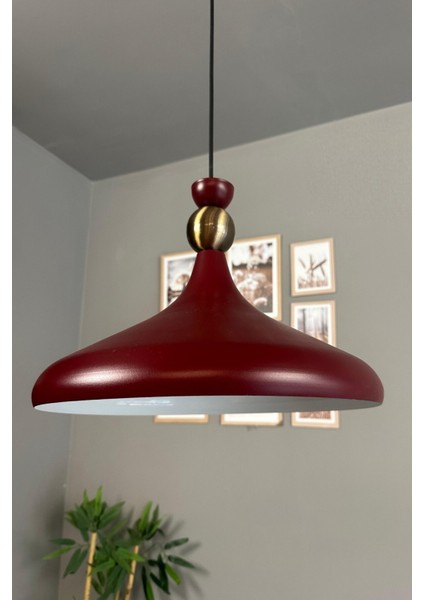 Vişne Renkli Eskitme Şapka Tasarımlı Tekli Oturma Odası ve Mutfak Aydınlatması