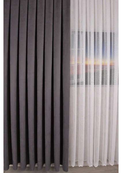 Ada Petek Fon Perde Antrasit 1/3 Sık Pile 1.sınıf Kalite Tek Kanat modelleri