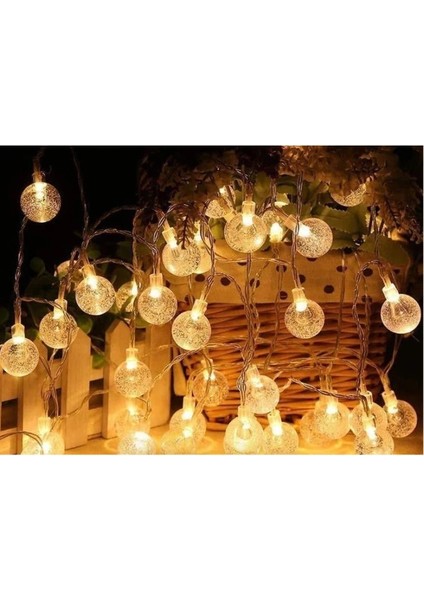 5m 28 LED Kristal Top Gün Işığı Şeffaf Kablo Fişli Eklemeli