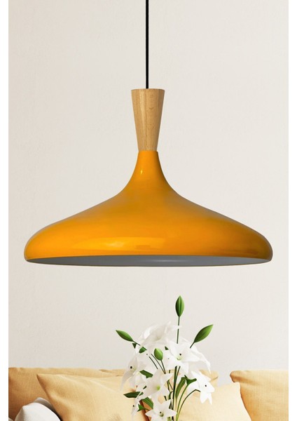 Sarı Ahşap Sarkıt Avize, Şık ve Modern Iç Mekan Aydınlatması