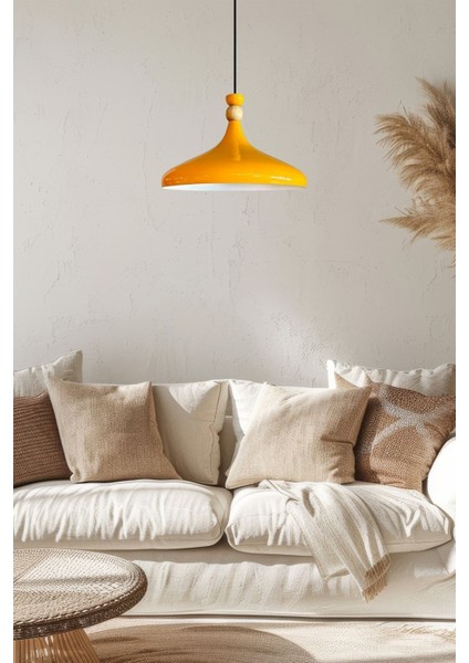 Sarı Ahşap Şapka Tasarımlı Modern Sarkıt Avize, Şık ve Evinize Renk Katıyor fiyatları