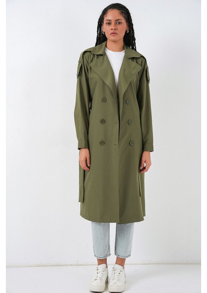 Kadın Bdart Uzun Kruvaze Yaka Trençkot Haki Yeşil fiyatları