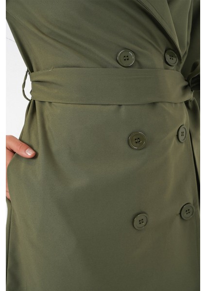 Kadın Bdart Uzun Kruvaze Yaka Trençkot Haki Yeşil indirimleri