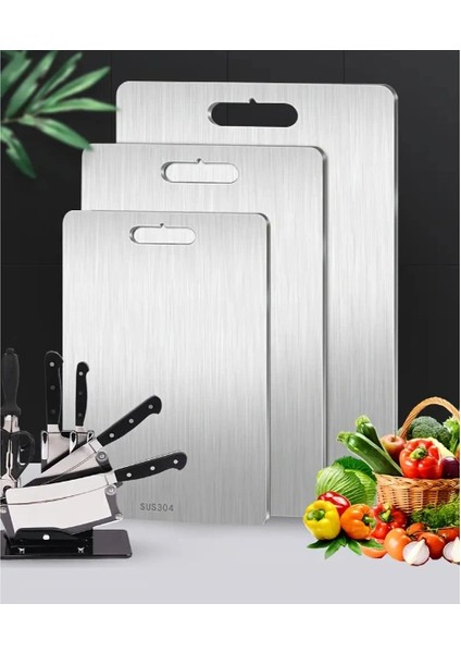 3'lü Paslanmaz Çelik Kesme Tahtası Seti