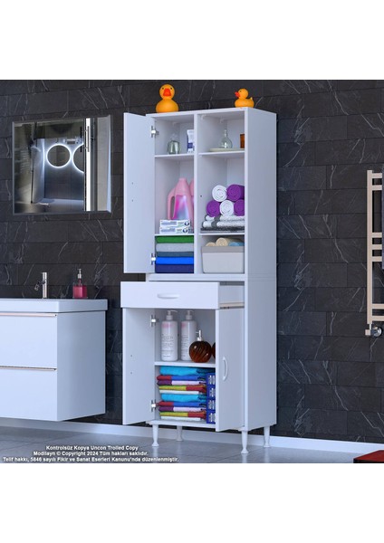 Rivo 4 Raflı Banyo/mutfak Dolabı 55 cm Beyaz Renkli Çok Amaçlı Dolap 55X173X32,5 cm Ebatlarında modelleri