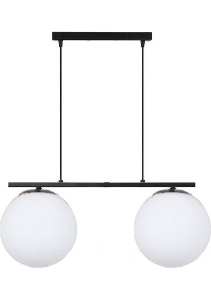 Modern Beyaz Camlı Siyah Sıralı Ikili Sarkıt Avize