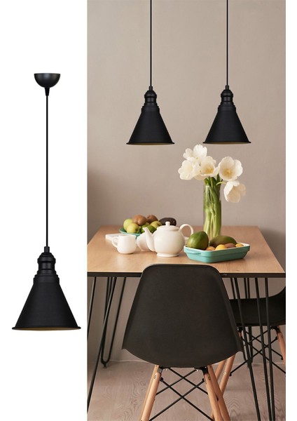 Siyah Metal Sarkıt Avize, Rustik Vintage Tarz, Modern Iç Mekan Aydınlatması