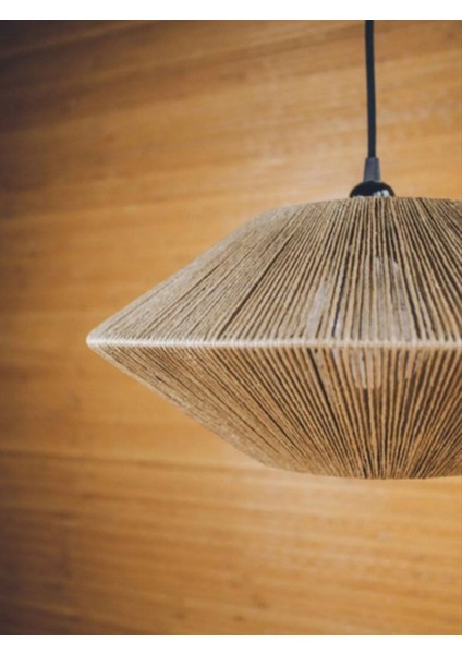 Rustik Ufo Avize, Hasır ve Jüt Iplikli, Bohem Tarz Aydınlatma