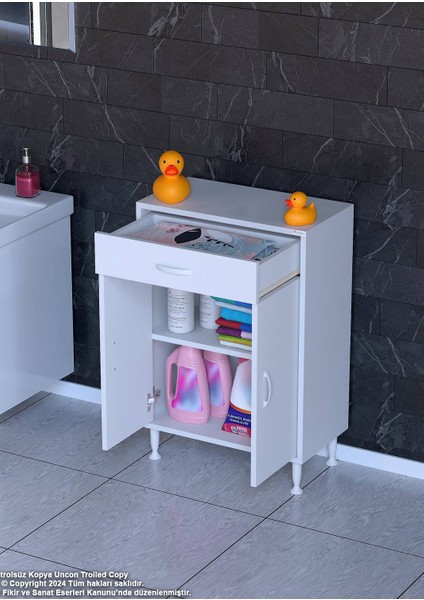 Fre 60 cm Çok Amaçlı Dolap 1 Raflı Tek Çekmeceli Banyo Mutfak Dolabı 60X88X32,5 cm Organizer Dolap modelleri