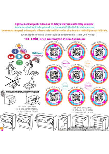 Fre 60 cm Çok Amaçlı Dolap 1 Raflı Tek Çekmeceli Banyo Mutfak Dolabı 60X88X32,5 cm Organizer Dolap