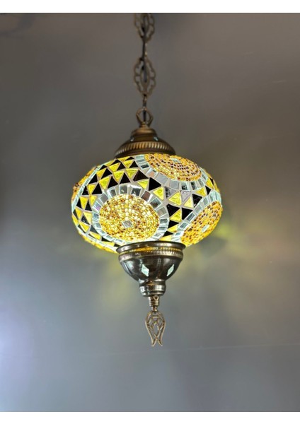 El Yapımı Mozaik Masa Avize Seti, Ampul Hediyeli, Şık ve Zarif Tasarım