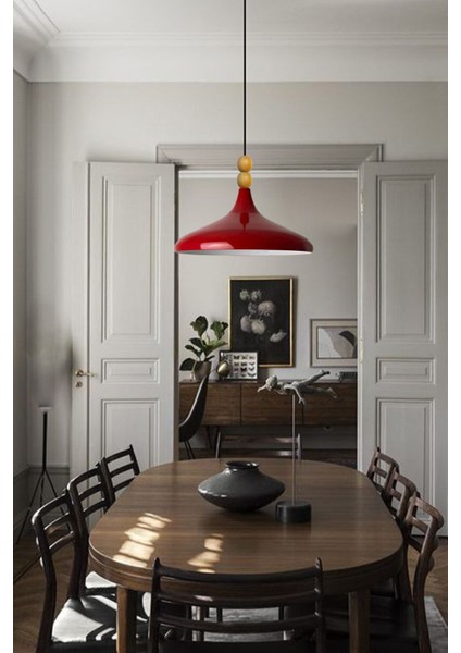 Kırmızı Ahşap Boncuklu Tekli Avize, Salon ve Mutfak Için Şık Aydınlatma fiyatları