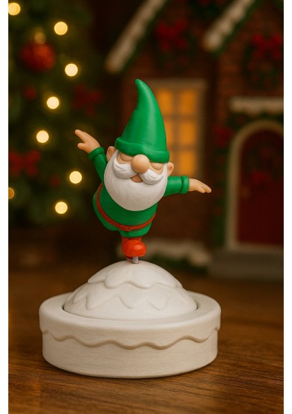 Yılbaşı Noel Baba Dekoru | Dönen Buz Pateni Figürlü 13 cm