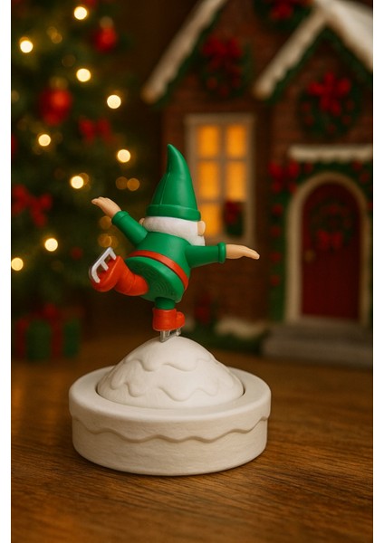 Yılbaşı Noel Baba Dekoru | Dönen Buz Pateni Figürlü 13 cm modelleri