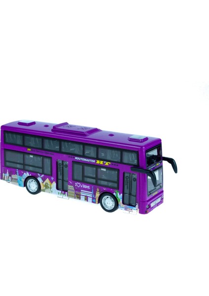 Oyuncak Otobüs Iki Katlı Işıklı Sesli Sürtmeli Mor 20 cm