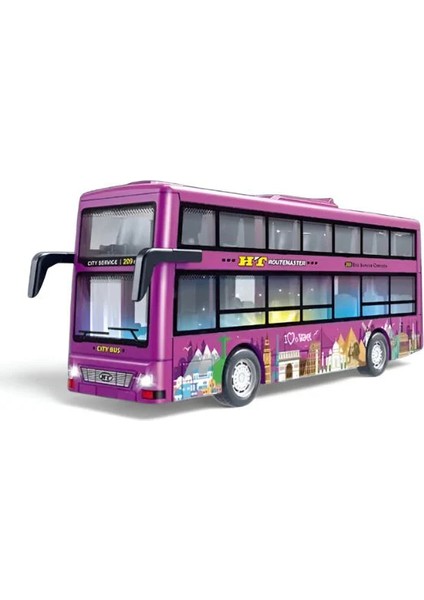 Oyuncak Otobüs Iki Katlı Işıklı Sesli Sürtmeli Mor 20 cm fiyatları